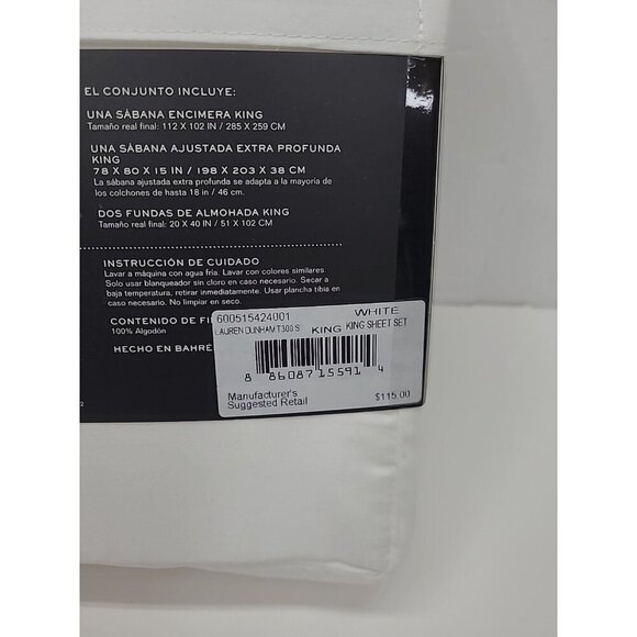 Lauren Ralph Lauren Dunham Sateen Sheet King Set New in Package 300 Count - Picture 5 of 5